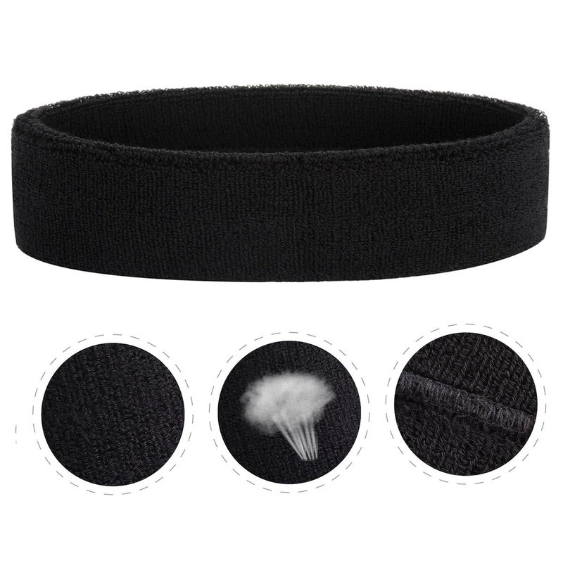 ONUPGO Sweatband Headbands for Men & Women -12PCS Sports Headbands Moisture Wicking Athletic Cotton Terry Cloth Head Band 7.88" x 2.16" - Image 3